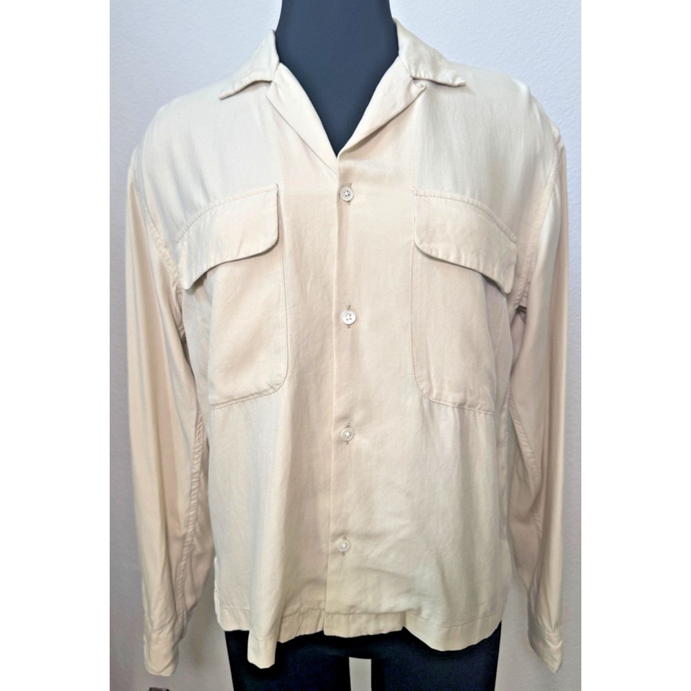 Buck Mason Silken Twill Studio Shirt Size Small Cream Ivory